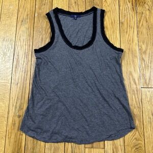 Gap Women Gray Lace Trim Tank‎ Top Size Medium
